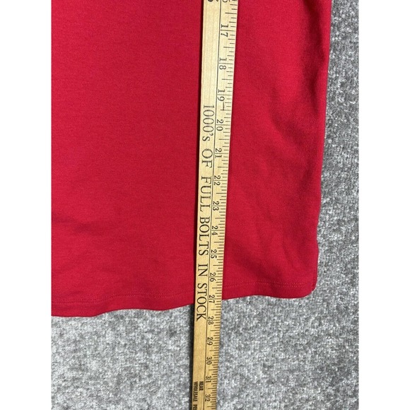 Quacker Factory Short Sleeve Knit Top Seersucker Stripe Pocket Womens Medium Red - Picture 15 of 16